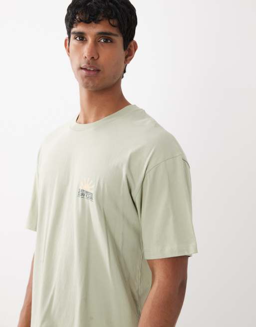 Jack & Jones – Szałwiowozielony T-shirt z nadrukiem na plecach, 5 z 5
