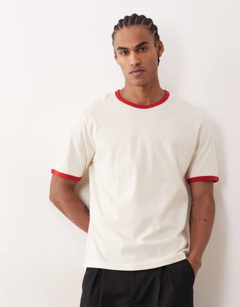Jack & Jones - T-shirt à bordures contrastantes - Crème - view 1