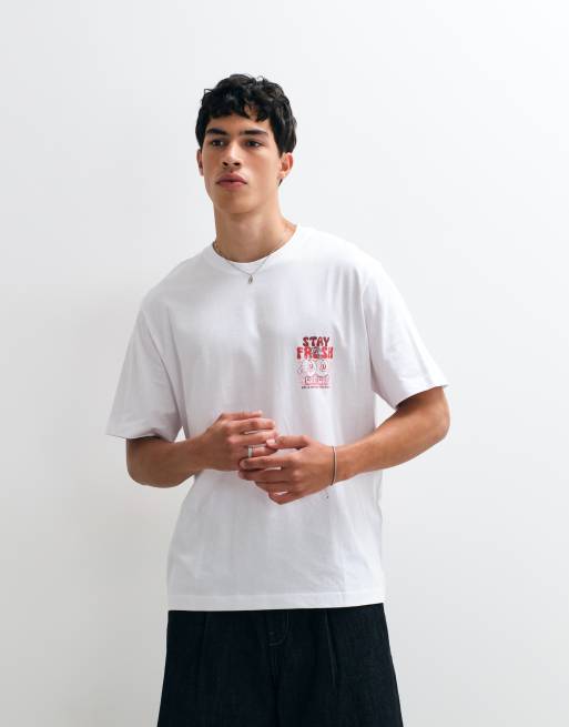 Jack & Jones t-shirt à imprimé cerises au dos en blanc et rouge, 2 de 5