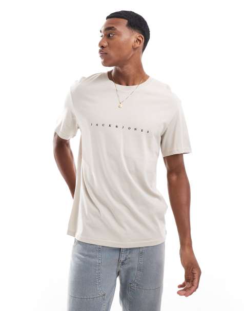 Jack & Jones - T-shirt à logo devant - Beige - view 1