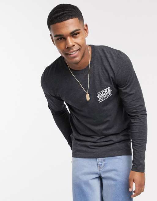 Jack Jones T shirt manches longues avec petit logo sur la