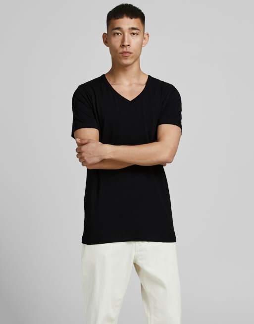 Jack & Jones - T-shirt a maniche corte nera con scollo a V