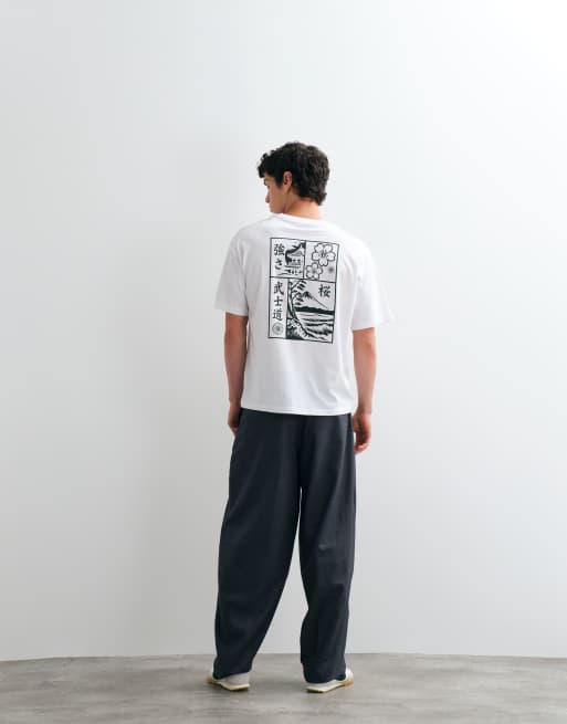 Jack & Jones - T-shirt avec imprimé montagne japonaise au dos - Blanc