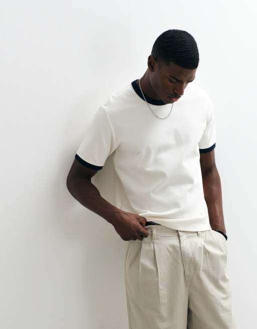 Jack & Jones - T-shirt bianca e blu con bordi a contrasto, 2 di 5