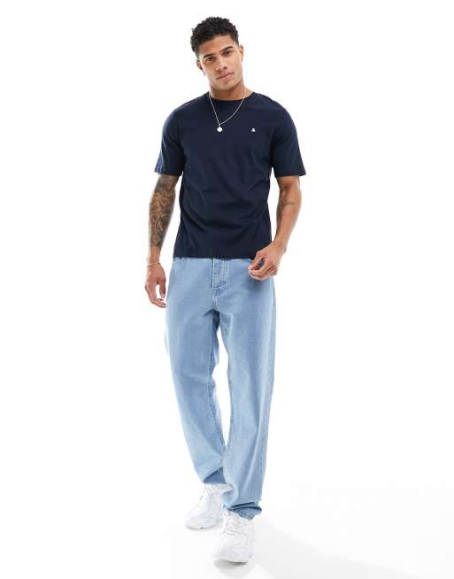 Jack & Jones - T-shirt color blu navy con logo "&", 3 di 4