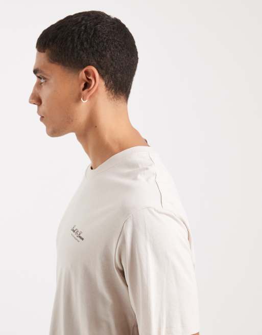 Jack & Jones - T-shirt color crema con scritta del logo, 4 di 5