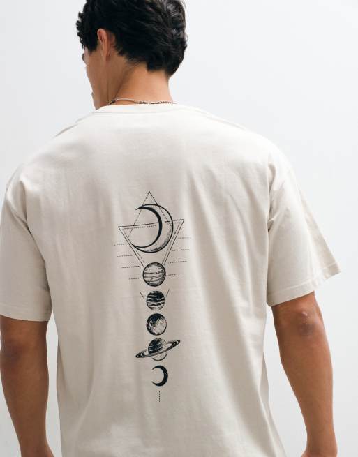 Jack & Jones - T-shirt color crema con stampa celestiale sul retro, 5 di 5