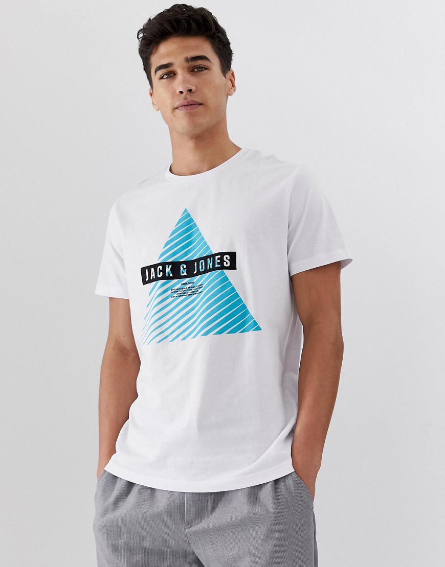 Jack & Jones - T-shirt con logo e stampa geometrica-Bianco