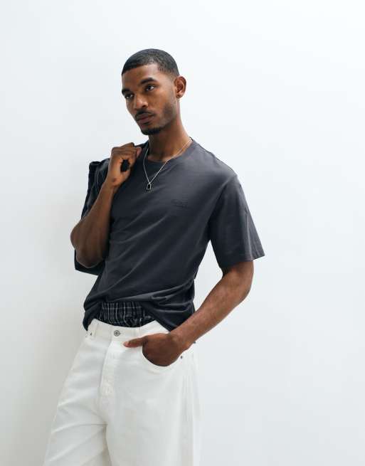 Jack & Jones T-shirt con logo script sul petto in antracite, 3 di 5