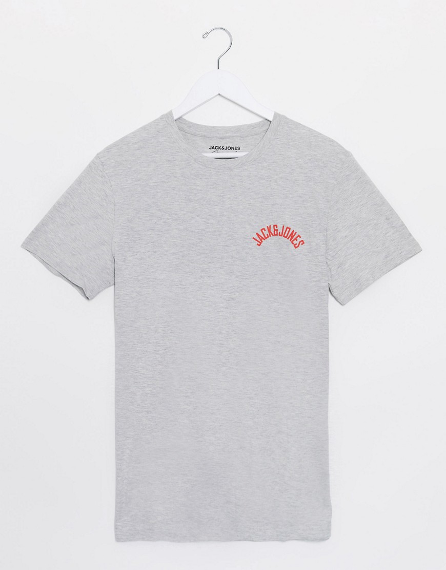 Jack & Jones - T-shirt con piccolo logo sul petto-Grigio