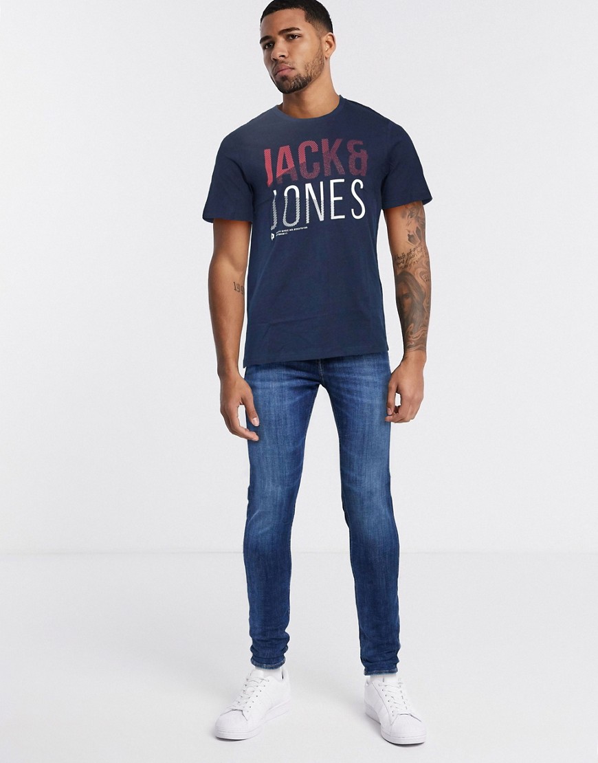 Jack & Jones - T-shirt con stampa a pixel-Navy