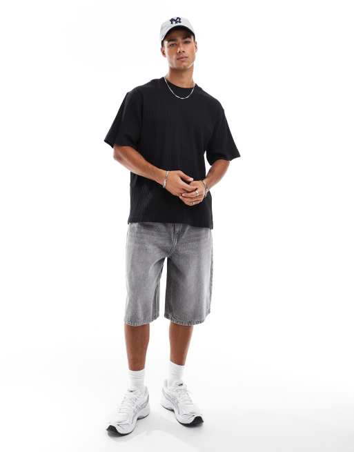 Jack & Jones - T-shirt côtelé oversize - Noir, 2 de 4
