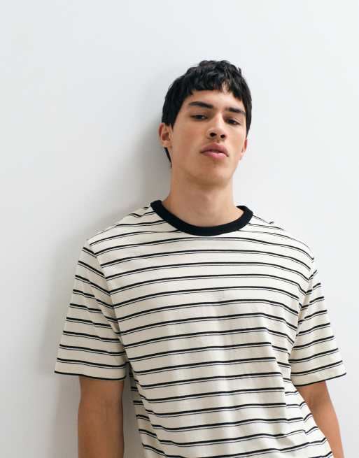 Jack & Jones - T-shirt crema e nera a righe, 4 di 5
