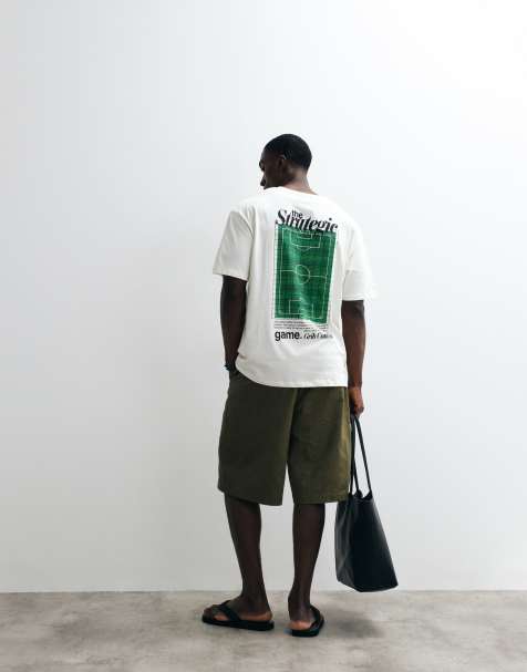 Jack & Jones - T-shirt de football avec imprimé graphique au dos - Crème - view 1