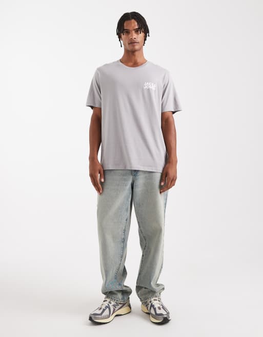 Jack & Jones - T-shirt grigia con logo sul davanti, 2 di 5