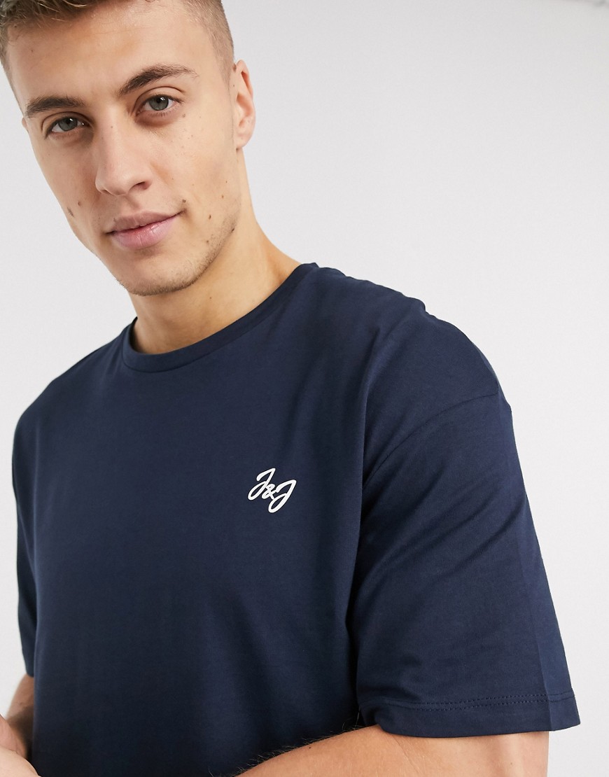 Jack & Jones – T-shirt i oversize-modell-Marinblå