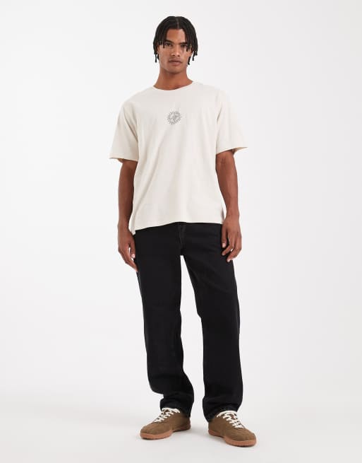 Jack & Jones – T-Shirt in Beige mit Himmelskörperprint am Rücken, 2 von 5