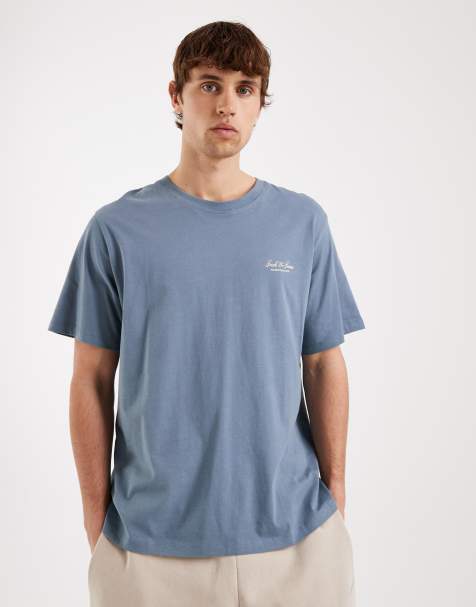 Jack & Jones – T-Shirt in Blau mit Retro-Logo - view 1