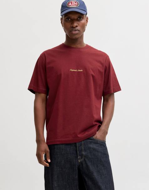 Jack & Jones – T-Shirt in Cabernet-Rot - view 1