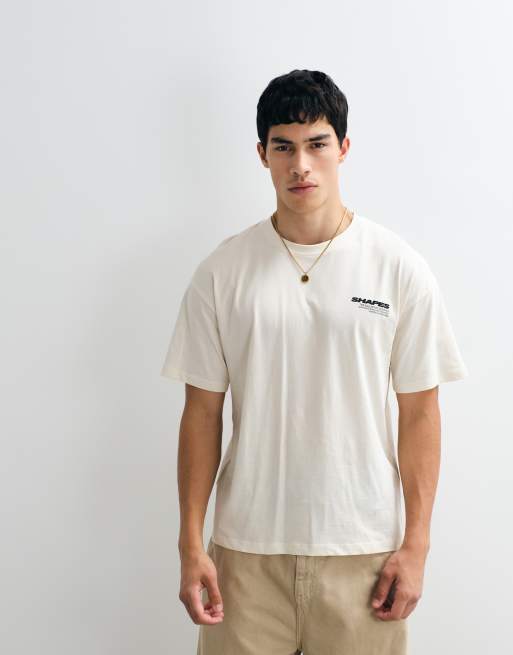 Jack & Jones – T-Shirt in Cremeweiß mit buntem, geometrischem Rückenprint, 4 von 5
