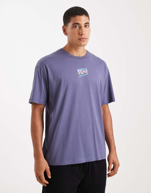 Jack & Jones – T-Shirt in Lila mit Berg-Rückenprint, 3 von 5