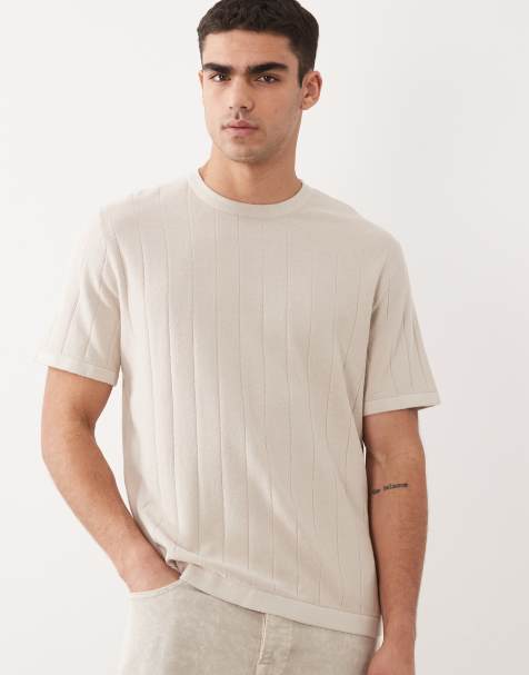 Jack & Jones - T-shirt in maglia a coste color crema - view 1