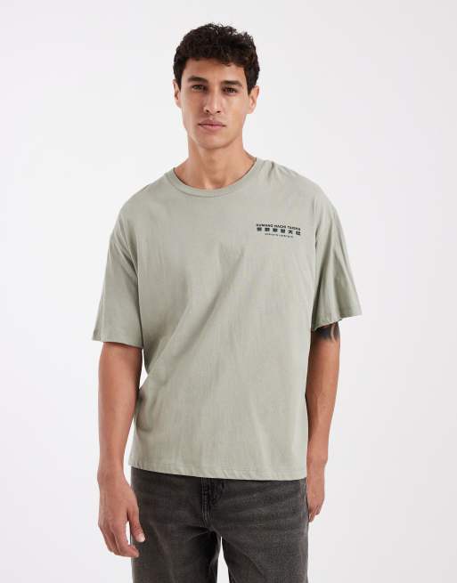 Jack & Jones – T-Shirt in Salbeigrün mit japanischem Rückenprint, 3 von 5