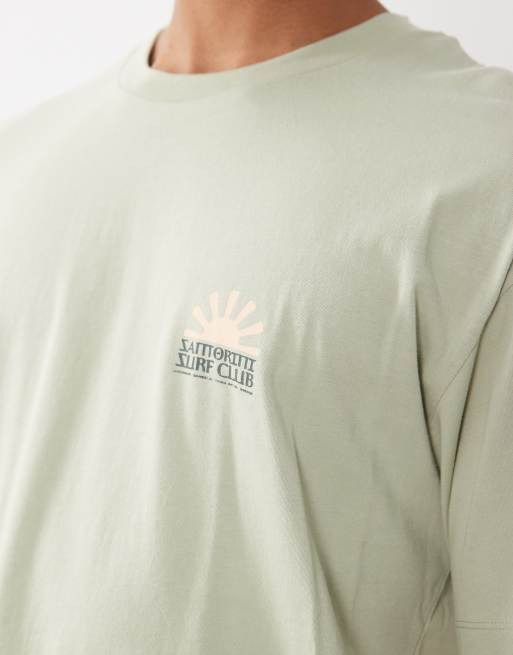 Jack & Jones – T-Shirt in Salbeigrün mit „Surf Club“-Rückenprint, 4 von 5