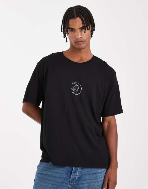 Jack & Jones – T-Shirt in Schwarz mit Himmelskörperprint am Rücken, 3 von 5