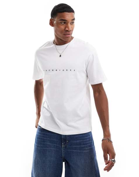 Jack & Jones – T-Shirt in Weiß mit mittigem Logo - view 1