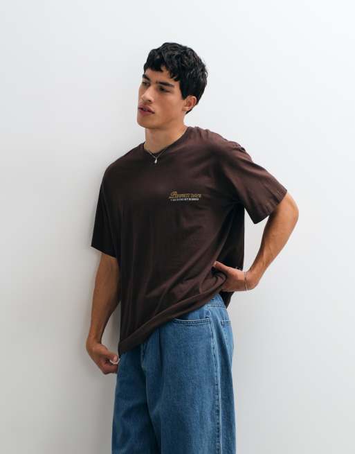 Jack & Jones - T-shirt marrone con stampa sul retro, 2 di 5