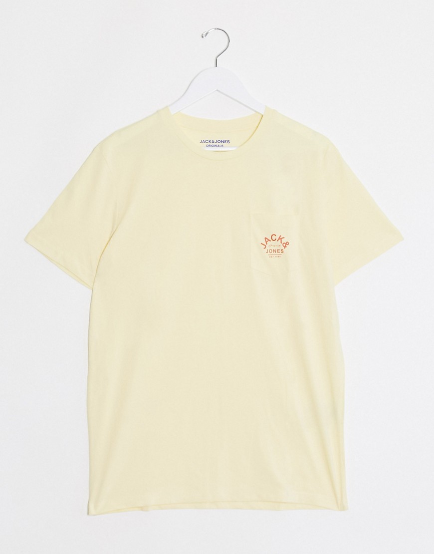 Jack & Jones - T-shirt med brystlomme og logo-Gul