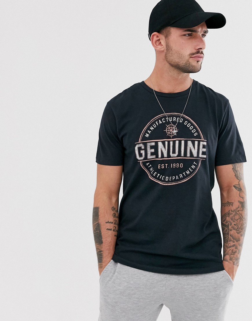 Jack & Jones – T-shirt med grafiskt mönster-Svart
