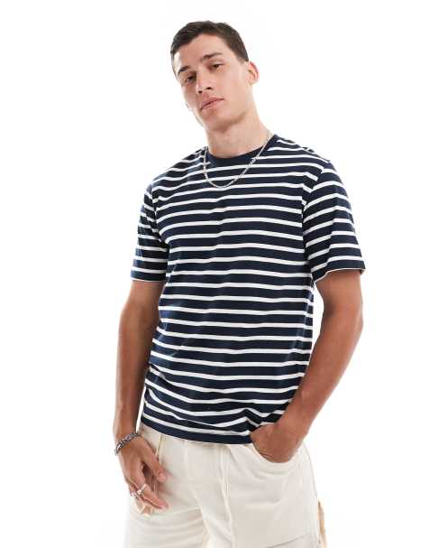 Jack & Jones - T-shirt med hvide striber - view 1