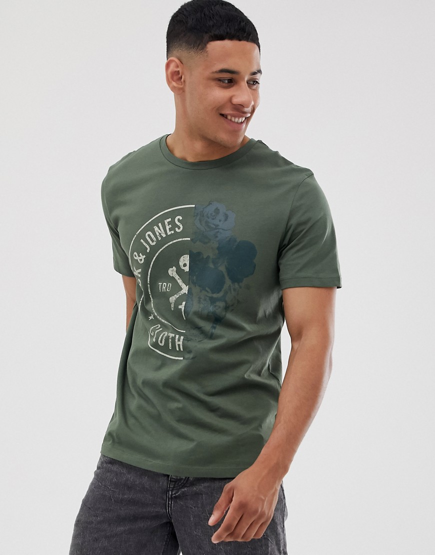Jack & Jones – T-shirt med logga och rund halsringning-Grön