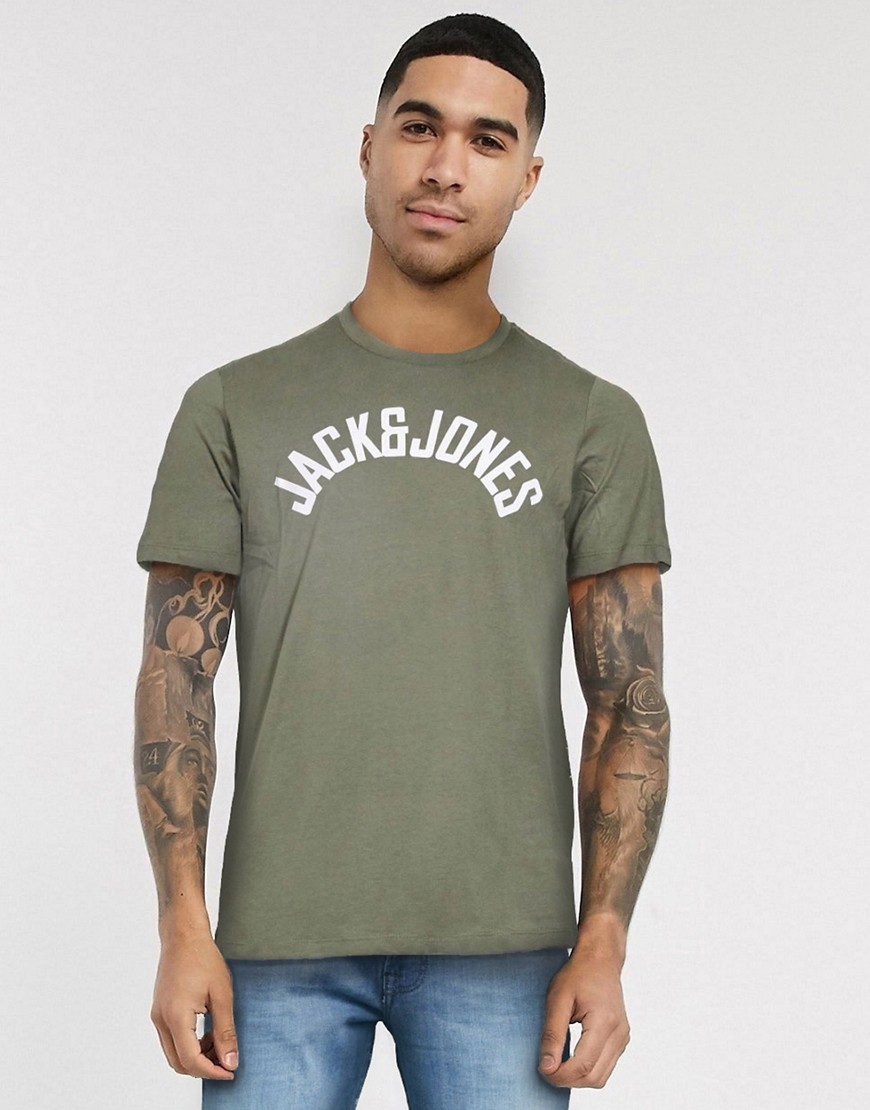 Jack & Jones – T-shirt med logga på bröstet-Grön
