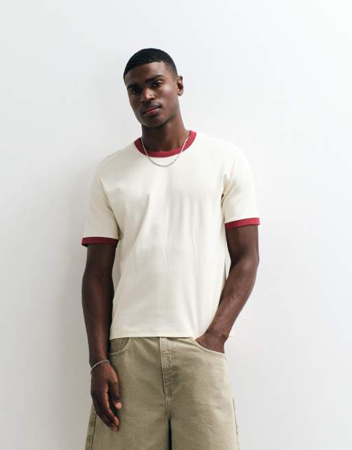 Jack & Jones T-shirt med ringe i creme og rød, 4 af 5