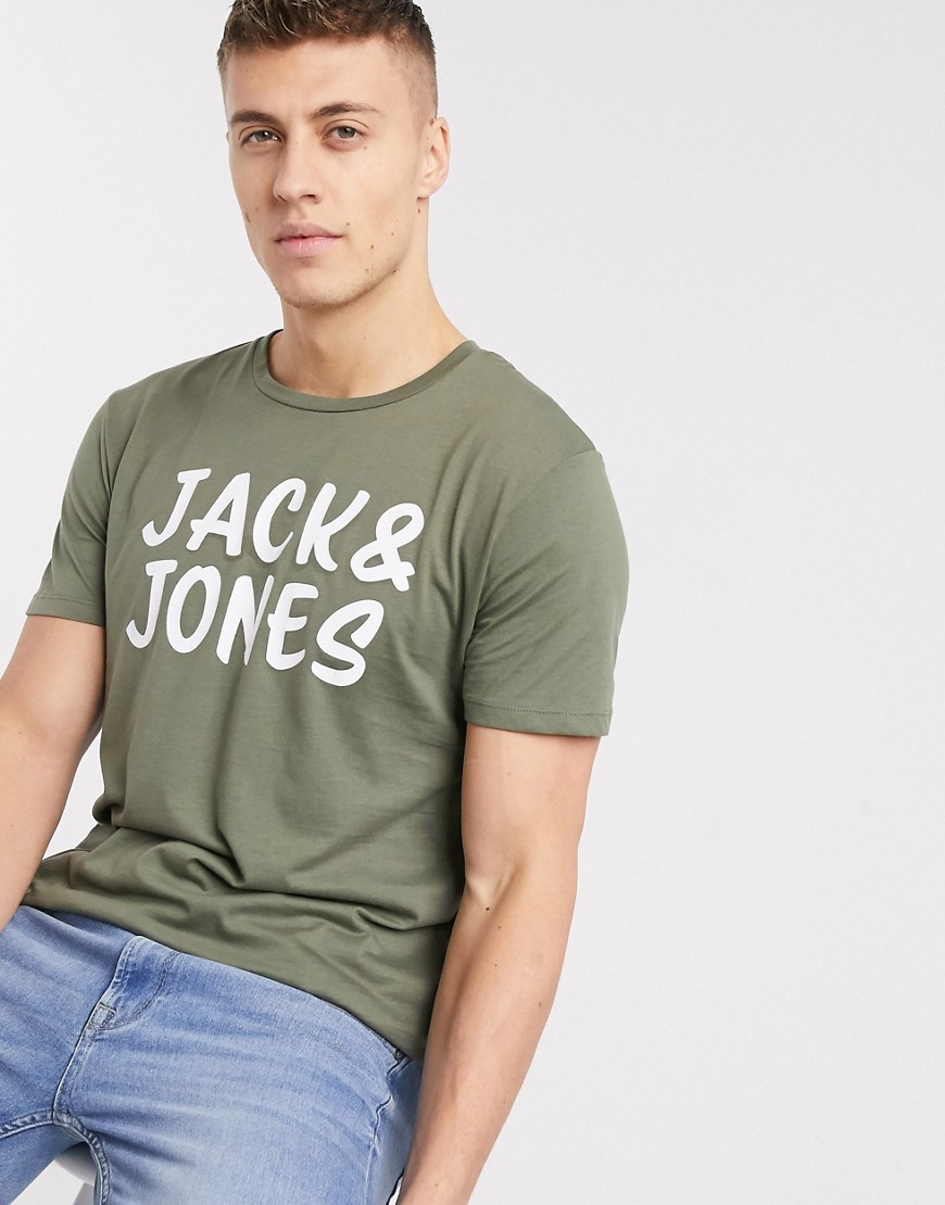 Jack & Jones – T-shirt med stor logga-Grön