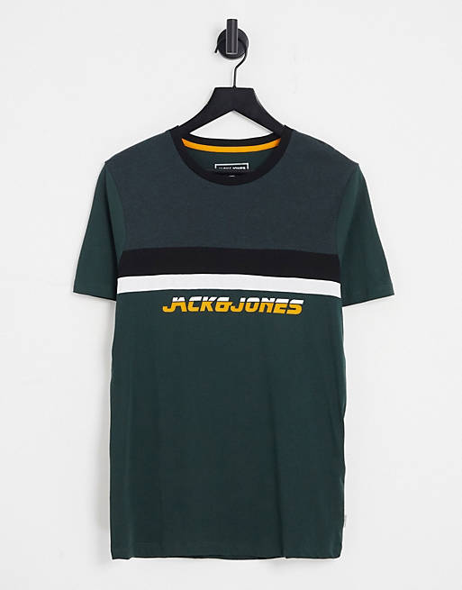 Jack & Jones - T-shirt met kleurvlakken in donkergroen