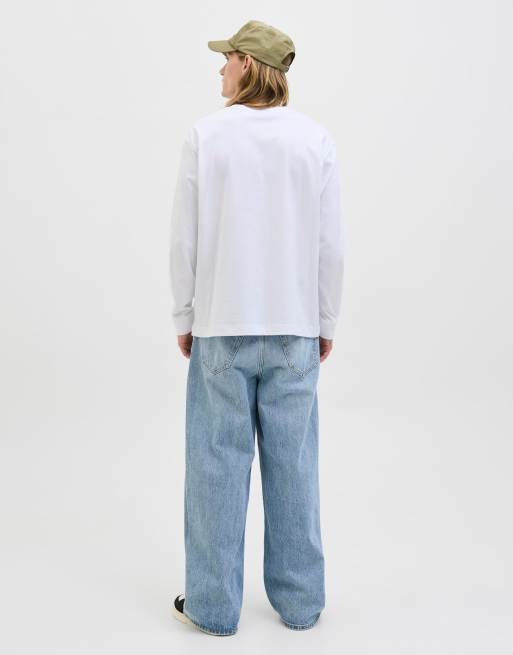 Jack & Jones - T-shirt met lange mouwen in felwit, 2 van 6
