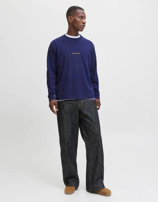 Jack & Jones - T-shirt met lange mouwen in 'ocean cavern' blauw, 3 van 7