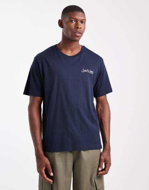 Jack & Jones - T-shirt met logo in marineblauw - view 1