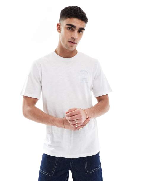 Jack & Jones - T-shirt met print op de borst in wit - view 1