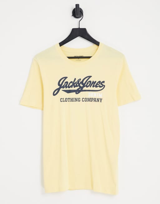 Jack & Jones - T-shirt met ronde hals en logo in lichtgeel