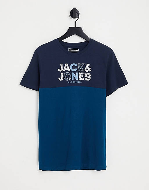 Jack & Jones - T-shirt met ronde hals en logo in marineblauw
