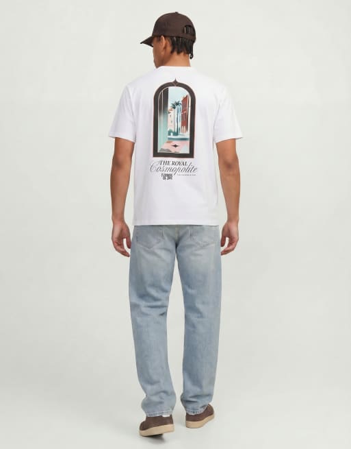 Jack & Jones - T-shirt met schilderachtige raamprint op de achterkant in wit, 2 van 4