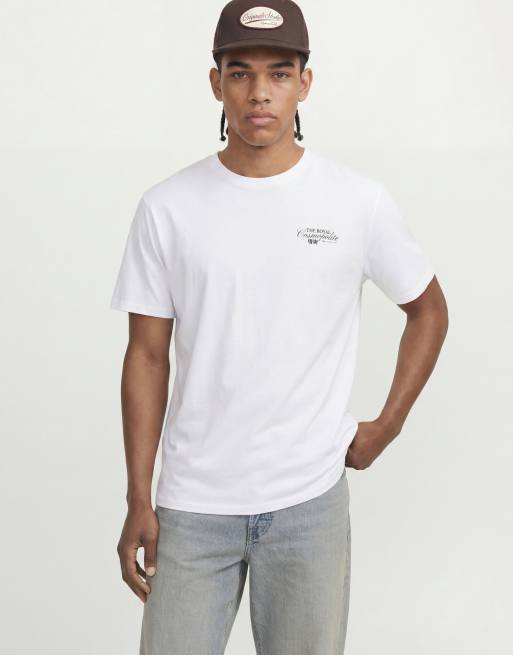 Jack & Jones - T-shirt met schilderachtige raamprint op de achterkant in wit, 3 van 4