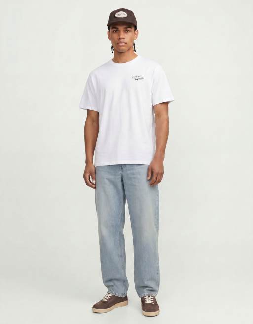Jack & Jones - T-shirt met schilderachtige raamprint op de achterkant in wit, 4 van 4