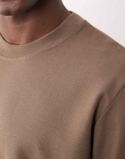 Jack & Jones - T-shirt met wafelstructuur in lichtbruin, 3 van 5