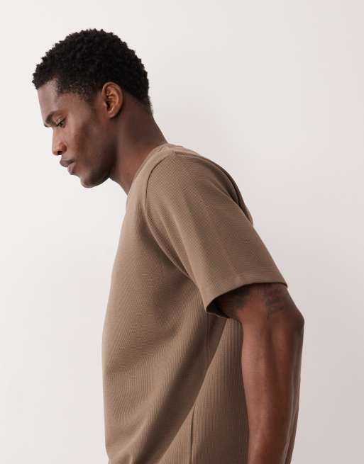 Jack & Jones - T-shirt met wafelstructuur in lichtbruin, 4 van 5